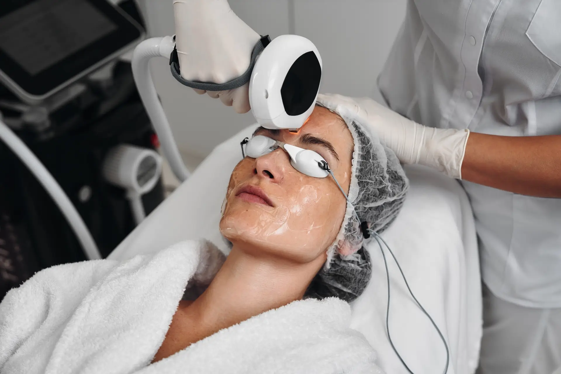 A laser hair removal treatment in progress at a Winnipeg clinic